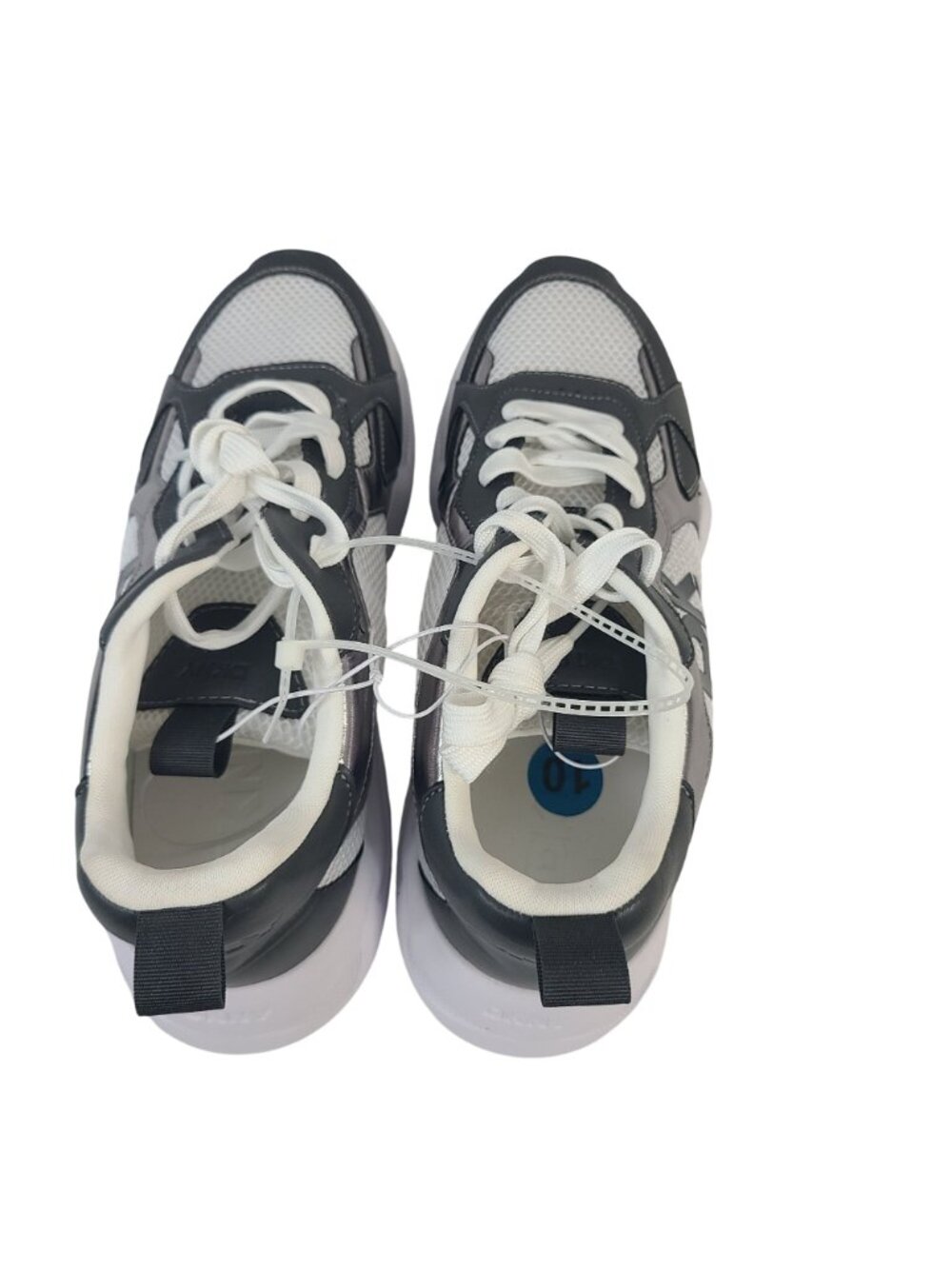 NEW DKNY DeYoung Chunky Silver & White Mesh Sneakers US 10M Athletic Shoes - Picture 6 of 7